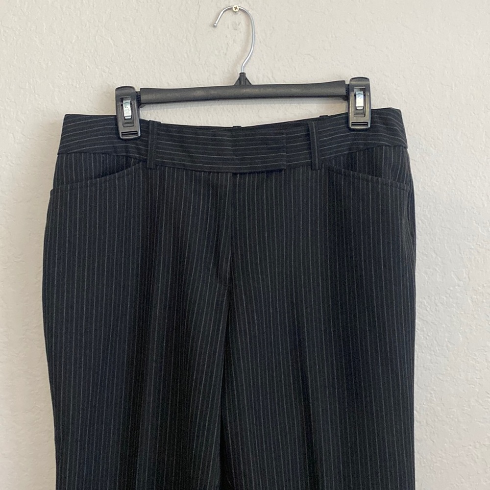 Black pinstriped office slacks